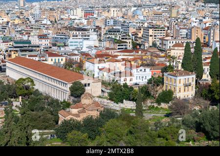 Rekonstruierte Stoa von Attalos in der Altstadt von Athen, Griechenland Stockfoto