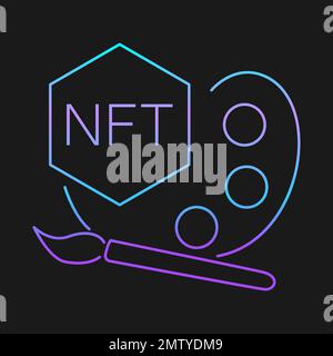 Symbol für NFT-Art-Zeile. Lineares Zeichen für mobiles Konzept und Webdesign. Vektorsymbol für Modellstruktur der Tokenpalette, die nicht fungible ist. Symbol, Logo-Abbildung Stock Vektor