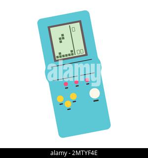 Klassische 80s-90s-Elemente in modernem, flachem Stil. Handgezeichneter Vektor von Videospielsteinen-Puzzle. Stock Vektor