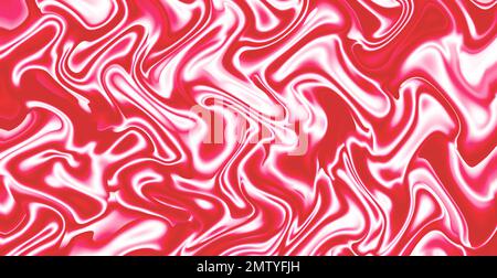 Abbildung: Farbverlauf: Rot-weiß, gewellte 3D-mm-Struktur aus satiniertem Stoff. Künstlerische Struktur Stockfoto