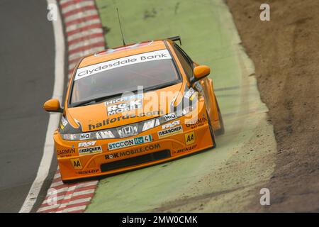 Gordon Shedden auf der Rennstrecke bei Brands Hatch, der den Honda Civic während des BTCC 2008-Meisterschaftsrennen fährt Stockfoto
