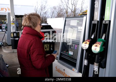 sainsburys Tankstelle, herne Bay, East kent, uk februar 2023 Stockfoto