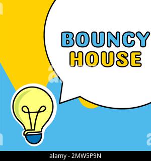 Textüberschrift mit Bouncy House. Geschäftsansatz Automatisiertes Programm, das über das Internet ausgeführt wird Künstliche Intelligenz Stockfoto