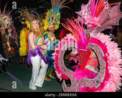 Oranjestad, Aruba. 31. Januar 2023. Prinzessin Amalia aus den Niederlanden am 31. Januar 2023 auf der Plaza Padu in Oranjestad, um am 3. Tag des Besuchs des Caribbean Credit: Albert Nieboer/Netherlands OUT/Point de Vue OUT/dpa/Alamy Live News am Bon Bini Aruba Festival teilzunehmen Stockfoto