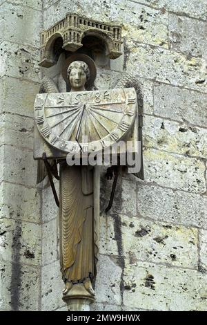 Chartres, Francja, Frankreich, Cathédrale Notre-Dame, Kathedrale unserer Lieben Frau, Kathedrale, Katedra, Sundial an der Ecke des Südturms Stockfoto