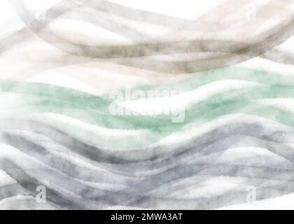 Weißer Hintergrund mit abstrakten pastellfarbenen Aquarellen färbt Linien und Pinselstriche ein. Horizontaler Rahmen mit Platz für Text. Stockfoto