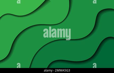 Abstract Green Business Wavy Papercut Abstract Background. Stock Vektor