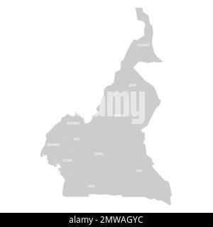 Kamerun politische Karte der Verwaltungsabteilungen Stock Vektor