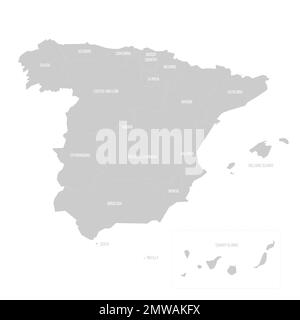 Politische Karte der Verwaltungsabteilungen in Spanien Stock Vektor