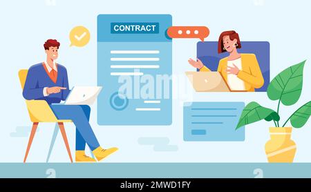 Vertrag Online Unterzeichnen Stock Vektor