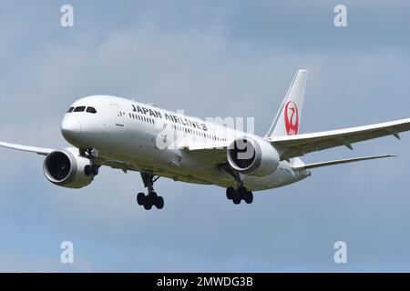 Präfektur Chiba, Japan - 18. Mai 2019: Passagierflugzeug Japan Airlines (JAL) Boeing B787-8 Dreamliner (JA841J). Stockfoto