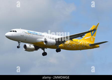 Präfektur Chiba, Japan - 18. Mai 2019: Vanilla Air Airbus A320-200 (JA10VA) Passagierflugzeug. Stockfoto