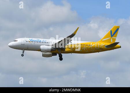 Präfektur Chiba, Japan - 18. Mai 2019: Vanilla Air Airbus A320-200 (JA10VA) Passagierflugzeug. Stockfoto