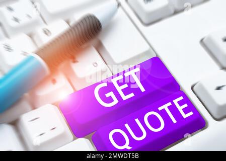 Konzepttitel Angebot abrufen. Wort für den letzten Preis, dem ein Käufer und Verkäufer zugestimmt haben Stockfoto