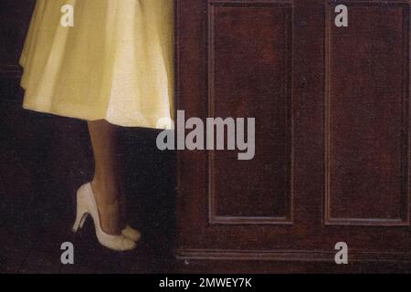Zugeschnittenes Bild aus Norman Rockwell Gemälde namens Heiratsurkunde, erstellt 1955 für das Saturday Evening Post Magazin Stockfoto