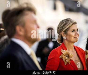 CURACAO - das königliche Paar und Prinzessin Amalia während der Begrüßungszeremonie bei der Ankunft in Curacao. Das königliche Paar und Prinzessin Amalia verließen Aruba auf einem Marineschiff nach Curacao. Die Prinzessin hat eine zweiwöchige Einführung in die Länder Aruba, Curacao und St. Maarten und die Inseln, die die karibischen Niederlande bilden: Bonaire, St. Eustatius und Saba. ANP REMKO DE WAAL niederlande raus - belgien raus Stockfoto