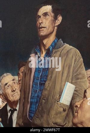 Norman Rockwell-Gemälde mit dem Titel "Redefreiheit" aus dem Jahr 1942 für die Zeitschrift "Saturday Evening Post" Stockfoto