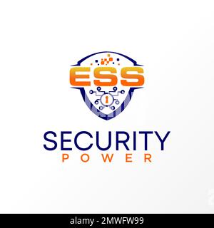 Buchstabe oder Wort ESS verwendet keine serifenfarbene Schrift in Führung oder Schild mit Lochschlüssel und technischem Grafiksymbol Logo-Design abstraktes Konzept Vektortechnologie oder Sicherheit Stock Vektor