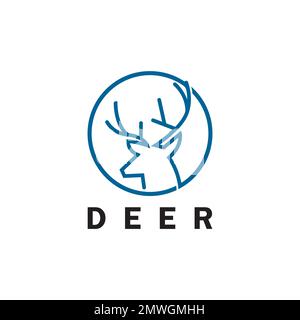 Monolin-Logo-Design-Vektorvorlage für Hirsche Stock Vektor