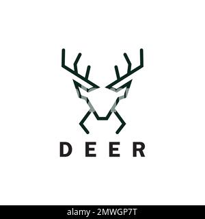 Monolin-Logo-Design-Vektorvorlage für Hirsche Stock Vektor