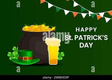 Illustration zum glücklichen St. patrick's Day, horizontales Banner, Hintergrund Stock Vektor