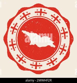 Georgia Vintage-Schild. Grunge Round Logo mit Karte und Flaggen von Georgia. Klassische Vektordarstellung. Stock Vektor