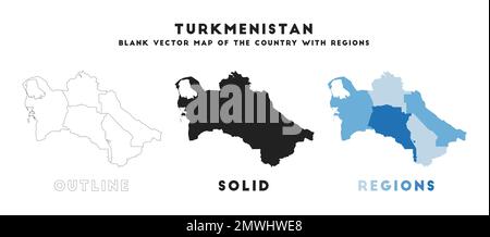 Turkmenistan-Karte. Grenzen Turkmenistans für Ihre Infografik. Vektorform. Vektordarstellung. Stock Vektor