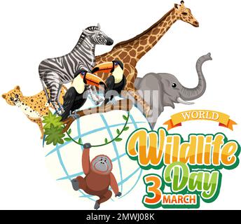 Illustration des Banners zum Welttag der Tierwelt Stock Vektor