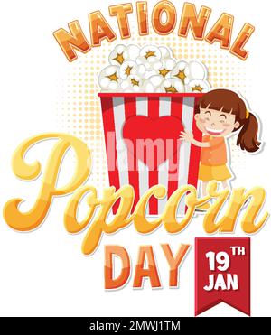 National Popcorn Tag Banner Design Illustration Stock Vektor