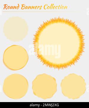 Runde Badges Kollektion. Kreisförmige Hintergründe in gelben Farben. Erstaunliche Vektordarstellung. Stock Vektor