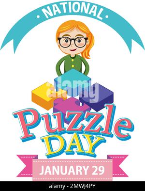 National Puzzle Day Banner Design Illustration Stock Vektor