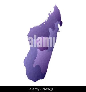 Madagaskar-Karte. Geometrischer Stil für die Länderumrisse. Ansprechende violette Vektordarstellung. Stock Vektor