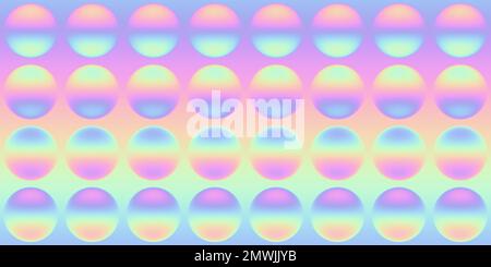 Nahtlos trippy Y2K Futurismus geometrische Punktmuster in Pastellfarben Regenbogenfarben. Vaporwave Webpunk ästhetisch trendige schillernde Holographie Stockfoto