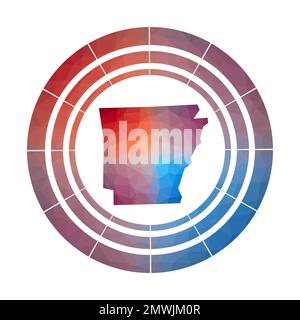Arkansas-Emblem. Helles Farbverlauf-Logo des US-Bundesstaates in flachem Poly-Stil. Stock Vektor