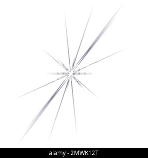 Digital gerenderte Lichteffektstrahlen Blitzstrahlen von Stern- oder sonnenweißen Glanzexplosionen. Stockfoto