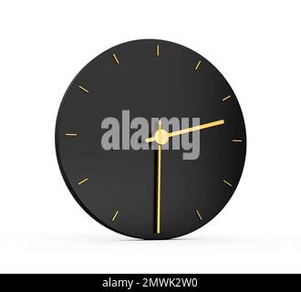 Ein goldenes und schwarzes Uhrensymbol auf weißem Hintergrund Stockfoto