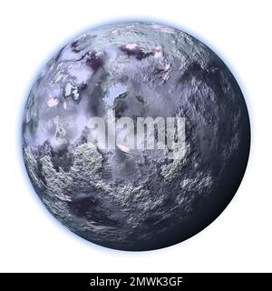 Digital gerenderter Planet isoliert auf weißem Hintergrund. Stockfoto