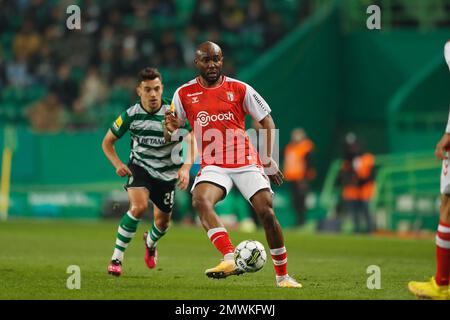 Lissabon, Portugal. 1. Februar 2023. Al-Musrati (Braga) Fußball : Portugal "Liga Portugal bwin" Spiel zwischen Sporting Clube de Portugal 5-0 SC Braga im Estadio Jose Alvalade in Lissabon, Portugal . Kredit: Mutsu Kawamori/AFLO/Alamy Live News Stockfoto