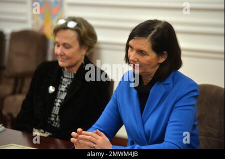 Nicht exklusiv: KIEW, UKRAINE - 01. FEBRUAR 2023 - außerordentlicher und bevollmächtigter Botschafter der Bundesrepublik Deutschland in der Ukraine Anka Fel Stockfoto