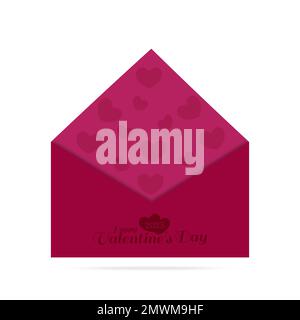 Valentinstag-Grußbrief isoliert auf weißem Hintergrund. Für Grußkarten, Einladungen und mehr. Stock Vektor