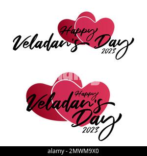 Vektordarstellung der Happy Valentine's Day Calligraphy - Typographie. Alles Liebe zum Valentinstag. Für Grußkarten: Design Drucken. Stock Vektor