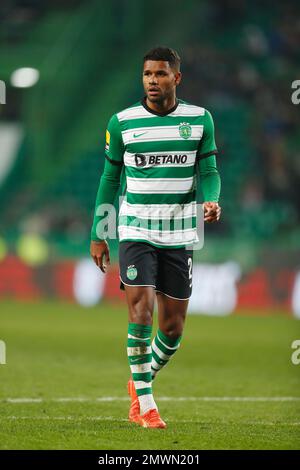 Lissabon, Portugal. 1. Februar 2023. Matheus Reis (SportingCP) Fußball : Portugal "Liga Portugal bwin" Spiel zwischen Sporting Clube de Portugal 5-0 SC Braga im Estadio Jose Alvalade in Lissabon, Portugal . Kredit: Mutsu Kawamori/AFLO/Alamy Live News Stockfoto