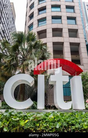 Sao Paulo, Brasilien, 05. Oktober 2021. Citi-Schild vor dem Citigroup Center Building in der Paulista Avenue, São Paulo City Stockfoto