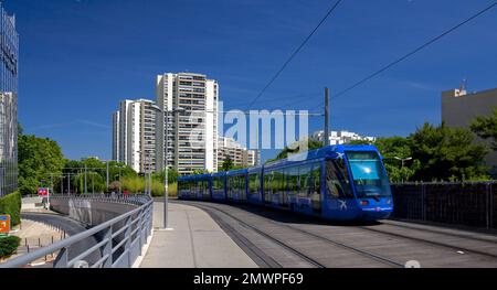 Hérault (34) Montpellier. Quartier Polygone. Straßenbahn Stockfoto