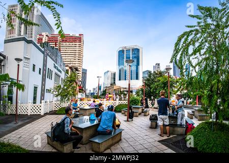 Wunderschöne Stadtlandschaft rund um Chinatown in Singapur. Stockfoto