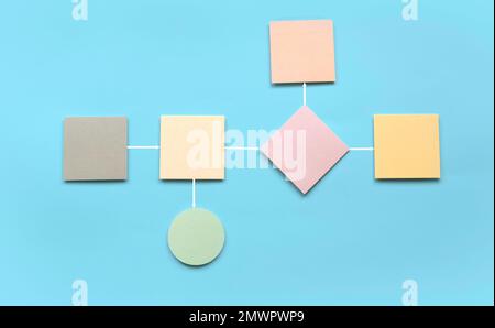 Konzept der Geschäftsprozess- und Workflow-Automatisierung mit Flussdiagramm, Stockfoto