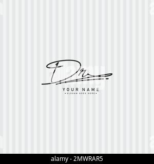 Anfängliches Signature-Logo für Letter DR – Vector-Logo-Vorlage im handgeschriebenen Signature-Stil Stock Vektor