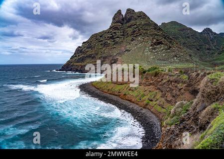 Dei Küste bei Punta del Frontón, Punta Del Hidalgo, Teneriffa, Kanarische Inseln, Spanien | Punta del Frontón Coast, Punta Del Hidalgo, Teneriffa, Can Stockfoto