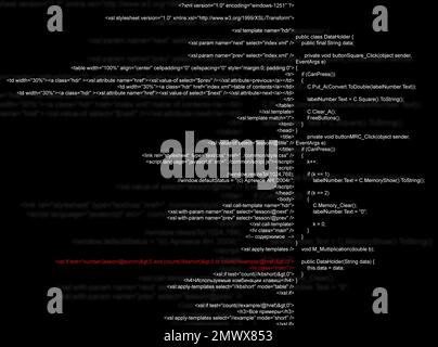 Abbildung: Quellcode, der in der Programmiersprache geschrieben ist Stockfoto