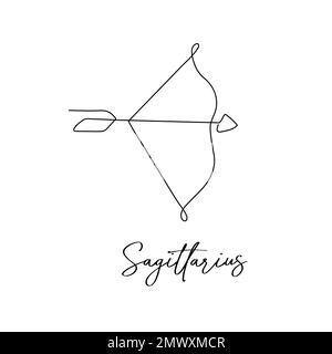 Astrologie-Zodiakzeichen Sagittarius-Horoskop-Symbol im Strichkunststil isoliert auf weißem Hintergrund Stock Vektor